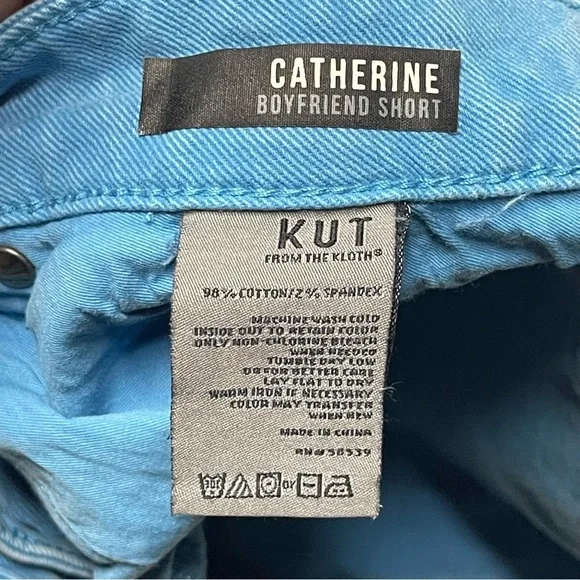 Kut From the Kloth Catherine Boyfriend Denim Short Mid Length Teal Women's Sz 20 - Picture 4 of 7